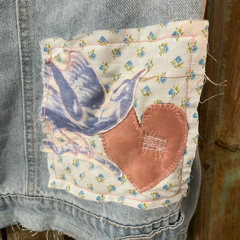 Beautiful Upcycled Patchwork Denim Jacket - image 6